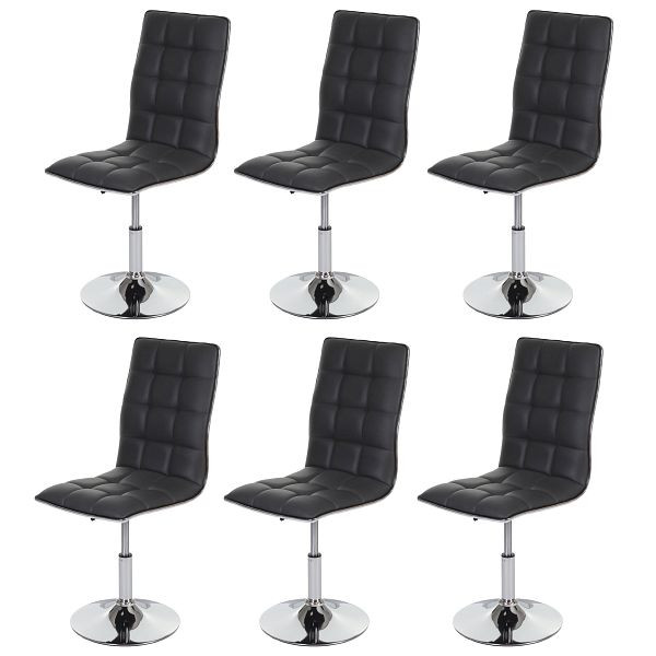 Mendler 6er-Set Esszimmerstuhl HWC-C41, Stuhl Küchenstuhl, höhenverstellbar drehbar, Kunstleder MVG, grau, 48124+48124+48124