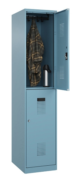 C+P Doppelstöckiger Spind Evolo PLUS, 2 Fächer, 1850x400x500mm, 0010/0010, Zylinderschloss, 049300-12 S10048