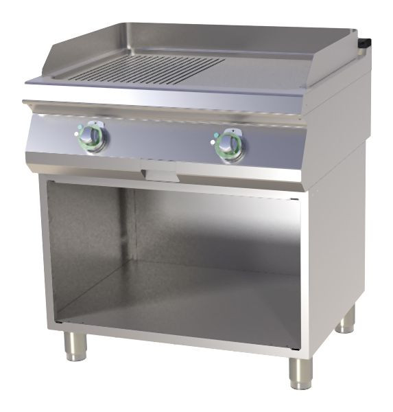 RM Thermik Serie 700, Elektro-Grillplatte mit Unterbau, 800x730x900 mm, glatte/gerillte Grillfläche, FTHR-780E
