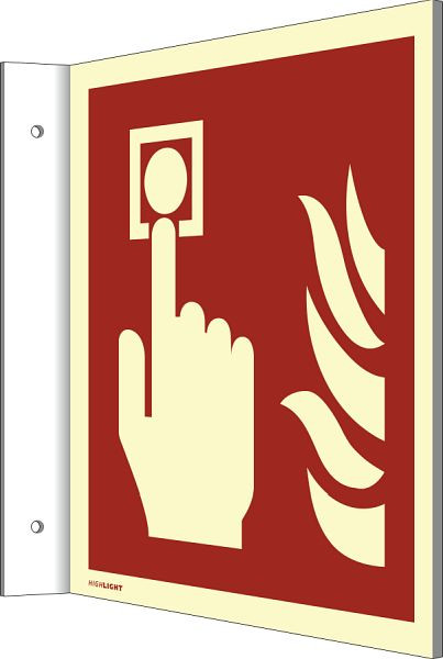Moedel Fahnenschild Brandmelder ISO 7010, Kunststoff, nachleuchtend, 160-mcd, 200x200 mm, 65383