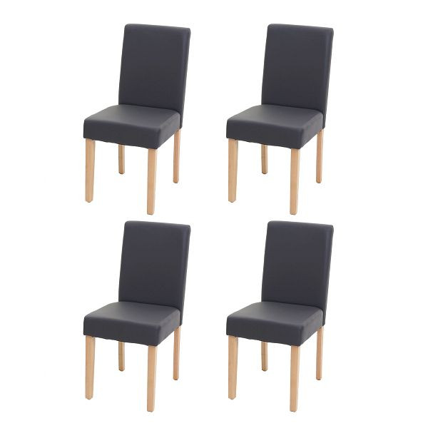 Mendler 4er-Set Esszimmerstuhl Stuhl Küchenstuhl Littau, Kunstleder, grau matt, helle Beine, 74524