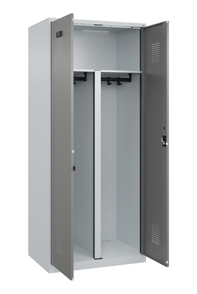 C+P PSA Schwarz-Weiß-Spind Evolo PLUS, 2 Abteile, 1850x800x500mm, 7035/0004, Zylinderschloss, 049002-22P S10041