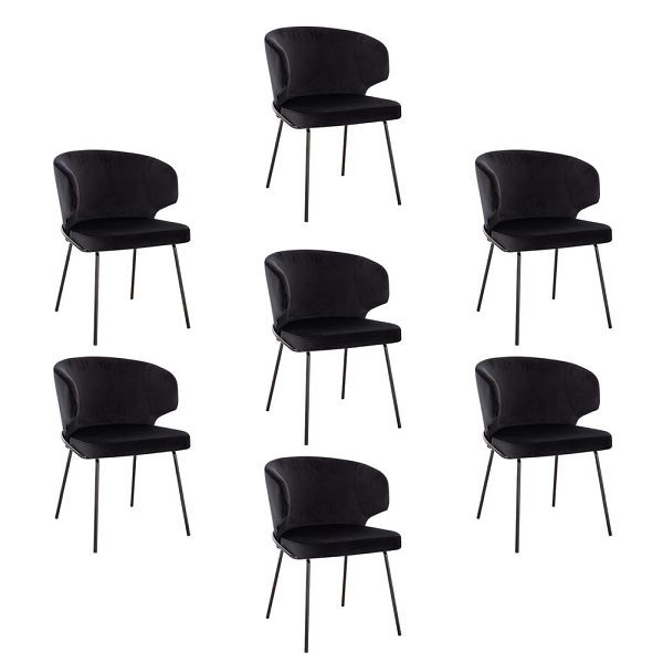 HOME DELUXE Esszimmerstuhl AMARA Samt Schwarz - Stückzahl: 7, 56009