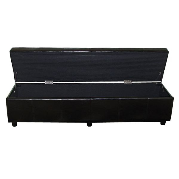 Mendler Aufbewahrungs-Truhe Sitzbank Kriens XXL, Kunstleder, 180x45x45cm, schwarz, 12876