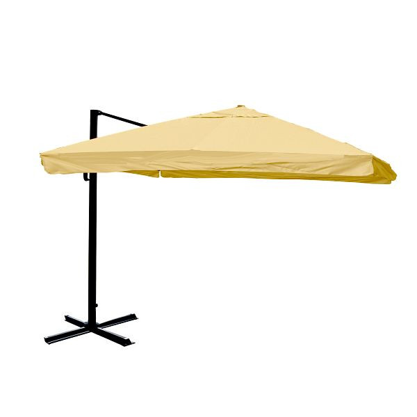 Mendler Gastronomie-Ampelschirm HWC-A96, Sonnenschirm, 3x4m (Ø5m) Polyester/Alu 26kg, Flap, creme ohne Ständer, drehbar, 134332+122472