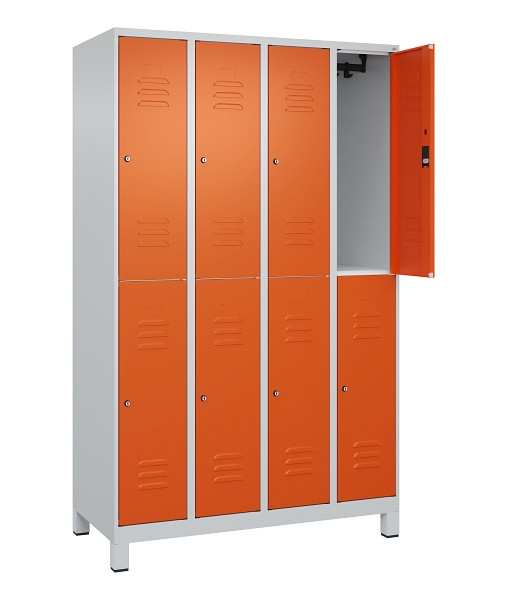 C+P Doppelstock-Spind Classic PLUS, Füße, 4 Abteile, 1950x1200x500mm, 7035/2004, 080310-40 S10075