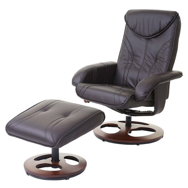 Mendler Relaxsessel HWC-C46, Fernsehsessel Sessel mit Hocker, Kunstleder, braun, 52658