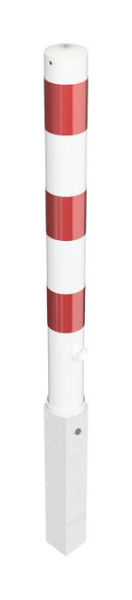 Schake Absperrpfosten Stahlrohr Ø 89 x 2,9 mm herausnehmbar, mit Dreikantverschluss, feuerverzinkt und weiß beschichtet, 489FB