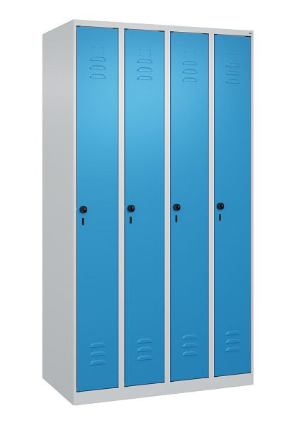 C+P Umkleidespind Classic PLUS, 4 Abteile, 1850x1000x500mm, 7035/5012, Drehriegel, 080000-49 S10004