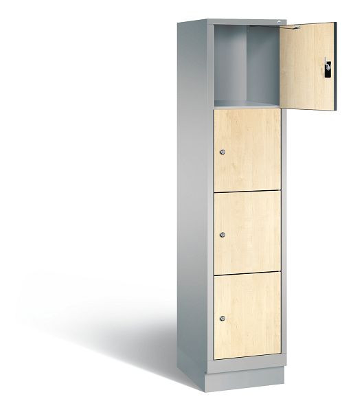C+P Schließfachschrank Evolo, H1800xB420xT500mm, Farbe: Weißaluminium / Dekor Donau-Ahorn, 48020-124 S10150