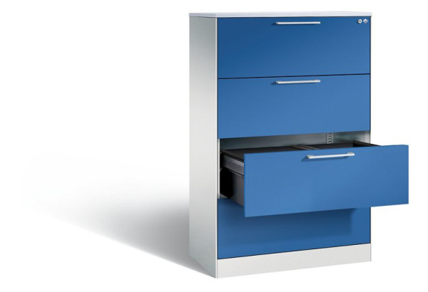 C+P Schubladenschrank Asisto, H1310xB800xT435 mm, Grau/Enzianblau/DBS Hellgrau, 146023-412 S10208