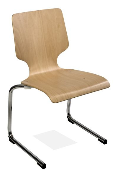Kaiser-Sitzmöbel Stapelstuhl Freischwinger KS28FG-N1, Form: N1, mit Filzgleiter für Holz-Böden, VE: 6 Stück, KS28FG-N1