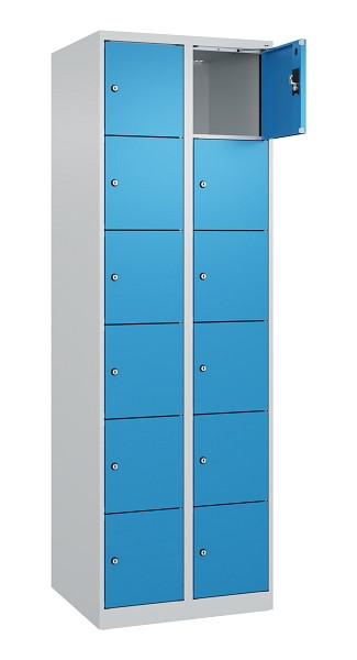C+P Schließfachschrank Evolo PLUS, 12 Fächer, 1850x600x500mm, 7035/5012, 049000-206 S10007