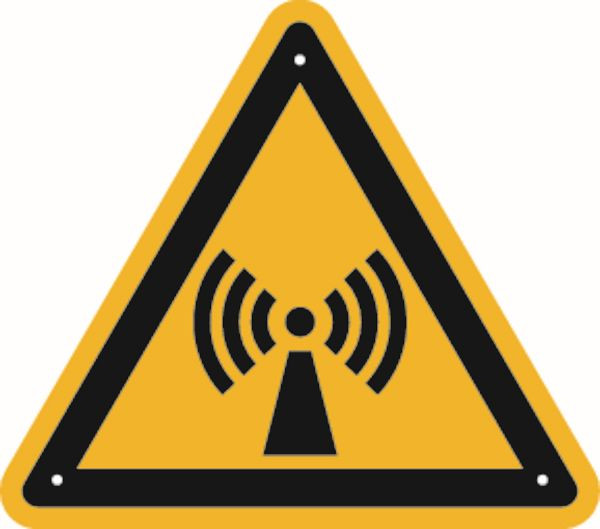 Schilder Klar Warnzeichen Warnung vor elektromagnetischen Feldern DIN EN ISO 7010-W005, 100 mm Folie selbstklebend, 3046/61