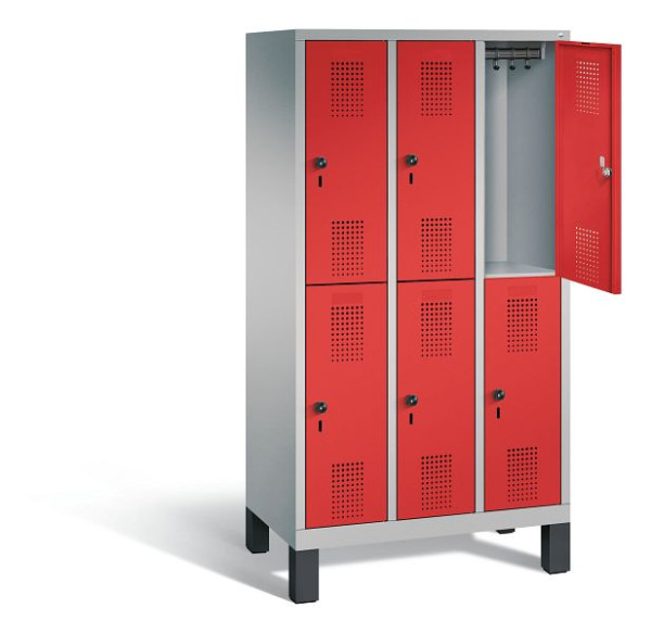 C+P Spind doppelstöckig Evolo, H1650xB900xT500mm, Farbe: Weißaluminium / feuerrot, 483106-30 S10056