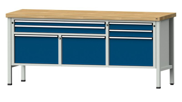 ANKE Werkbänke Kastenwerkbank, Modell 281 V, 2000 x 700 x 900 mm, RAL 7035/5010, BMP 50 mm, 304.519