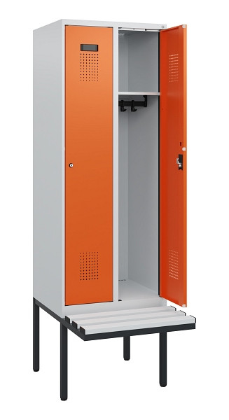 C+P Spind Evolo PLUS, 2 Abteile, 1950x600x815mm, 7035/2004, Zylinderschloss, Material Sitzfläche Kunststoff, 0490405-20 S10083