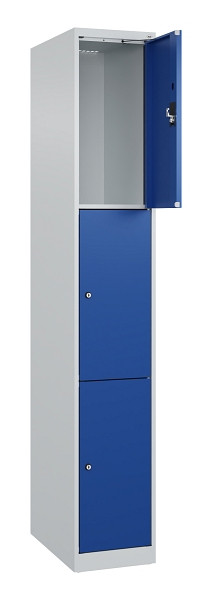 C+P Schließfachschrank Evolo PLUS, 3 Fächer, 1850x300x500mm, 7035/5010, 049000-103 S10006