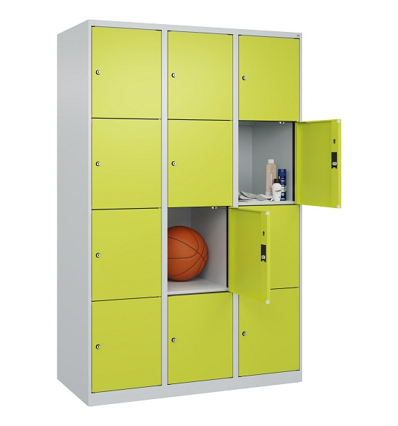 C+P Schließfachschrank Evolo PLUS, 12 Fächer, 1850x1200x500mm, 7035/0024, Abteile 3, Abteilbreite 400 mm, 049000-324 S10015