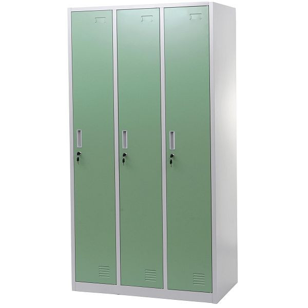 Mendler Schließfach Boston T829, Spind Wertfachschrank Schließfachschrank, Metall 3 Fächer, grün, 54026