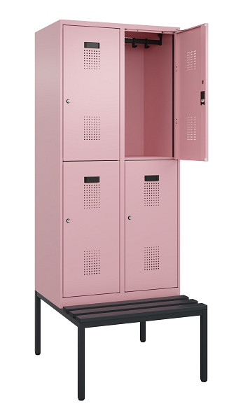 C+P Doppelstock-Spind Evolo PLUS, Bank, 4 Fächer, 2120x800x815mm, 3015/3015, Zylinderschloss, Sitzfläche Kunststoff, Sitzbank, 0493507-22 S10138