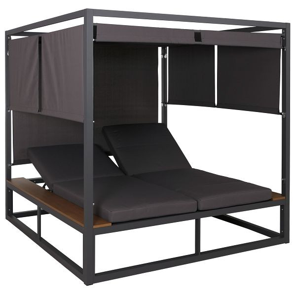 Mendler Aluminium Lounge-Gartenliege HWC-M63b, XL Sonnenliege Daybed, 10cm-Polster 200cm, dunkelgrau Polster dunkelgrau, 110345
