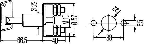 HELLA Hauptschalter, Batterie, Drehbetätigung, Anschlüsse: 2, geschraubt, Schließer, Gewindesteigung: 1.5mm, 6EK 002 843-013