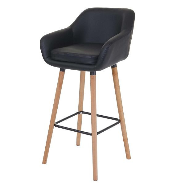 Mendler Barhocker Malmö T381, Barstuhl Tresenhocker, Kunstleder, schwarz, 74319