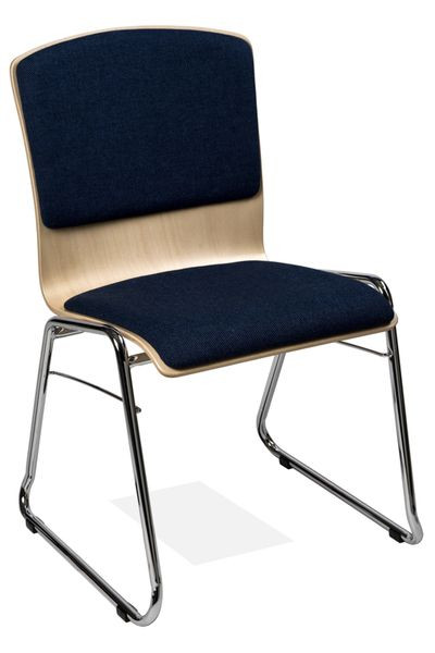 Kaiser-Sitzmöbel Stapelstuhl KS32FG-N3SRP2, Form: N3, Kufengestell, Sitz- und Rückenpolsterung, mit Filzgleiter für Holz-Böden, VE: 6 Stück, KS32FG-N3SRP2