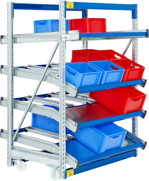 BITO Regal SDS /Regal SF4 Grund-Feld 2000x1350x1300 6RL abgeknickt/verfahrbar/unmontiert RAL5010, C0860-0036