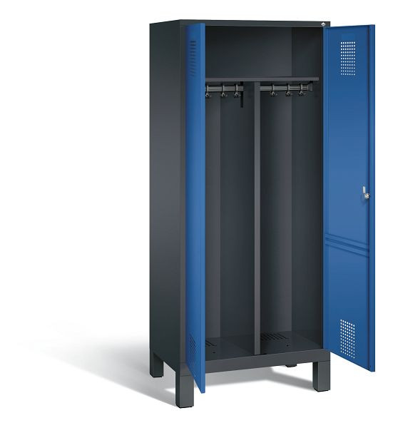 C+P Schwarz-Weiss-Spind Evolo, H1850xB810xT500mm, Farbe: Schwarzgrau / Enzianblau, 48012-22 S10094