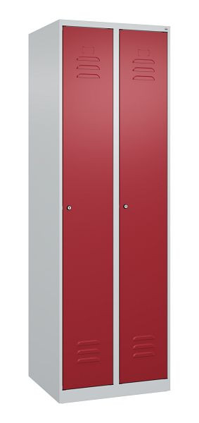 C+P Mehrzweckschrank Classic PLUS, Wäsche-Spind, 2 Abteile, 1850x600x500mm, 7035/3003, Zylinderschlösser, 080000-20B S10014