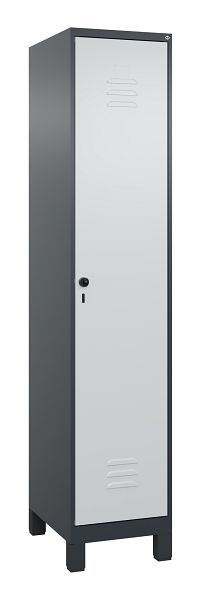 C+P Umkleidespind Classic PLUS mit Mitteltrennwand, Füße, 1950x400x500mm, 7016/7035, Drehriegel, 080010-12F S10001