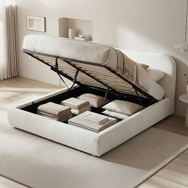 CLP Bett Maido Teddy Stoff 160x200 cm, creme, 327091