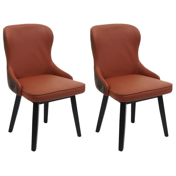 Mendler 2er-Set Esszimmerstuhl HWC-M60, Polsterstuhl Küchenstuhl Lehnstuhl Stuhl, Stoff/Textil Massiv-Holz, terracotta-braun, 104715