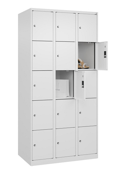 C+P Schließfachschrank Evolo PLUS, 15 Fächer, 1850x900x500mm, 9016/9016, 049000-305 S10020