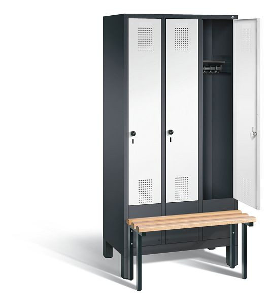 C+P Garderobenschrank Evolo, H1850xB900xT815mm, Farbe: Schwarzgrau / Verkehrsweiß, 48030-30 S10188