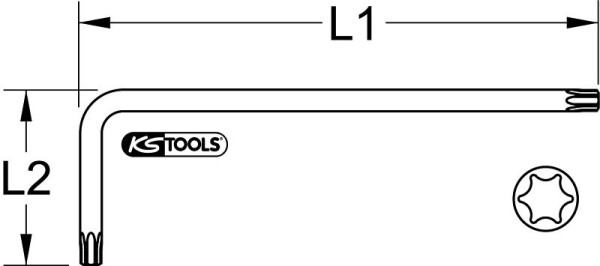 KS Tools Kugelkopf-Torx-Winkelstiftschlüssel, XL, T70, Hellorange, 151.4282
