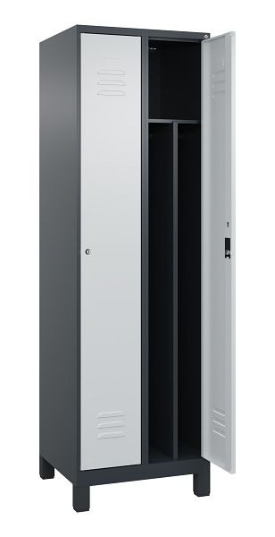 C+P Spind Classic PLUS, Füße, 2 Abteile, 1950x600x500mm, 7016/7035, Verschluss Zylinderschloss, 080010-20F S10028