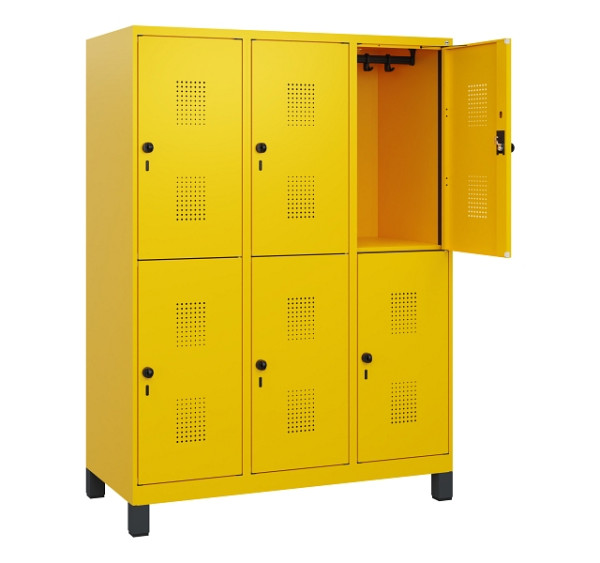 C+P Doppelstöckiger Spind Evolo PLUS, Füße, 6 Fächer, 1630x1200x500mm, 1023/1023, Drehriegel, 0493105-32 S10027