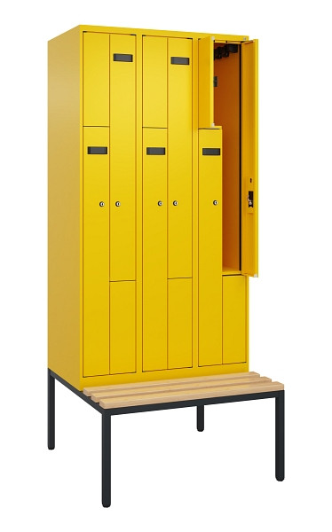 C+P Z-Spind Evolo PLUS, 6 Fächer, 2120x900x815mm, 1023/1023, Zylinderschloss, Material Sitzfläche Buche-Hartholz, Sitzbank, 0490537-306 S10049