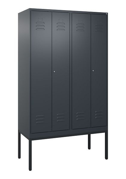 C+P Umkleidespind Classic PLUS, Doppel-Spind, Gestell, 4 Abteile, 2120x1200x500mm, 7016/7016, Zylinderschlösser, 0800327-40P S10027