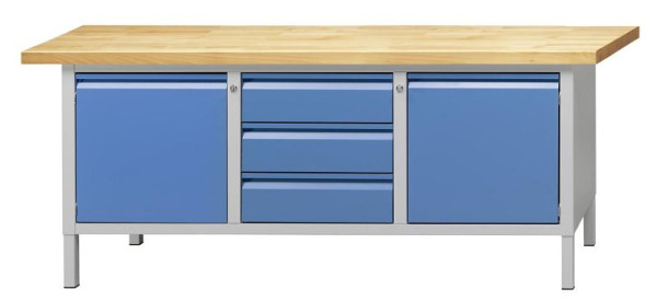 ANKE Werkbänke Kastenwerkbank, Modell 122 E, 2000 x 700 x 850 mm, RAL 7035/5012, BMP 50 mm, 510.225