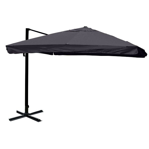 Mendler Gastronomie-Ampelschirm HWC-A96, 3x4m (Ø5m) Polyester Alu/Stahl 26kg, Flap, anthrazit ohne Ständer, 76807
