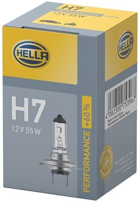 HELLA Halogen-Glühlampe, H7, Performance + 60%, 12V, 55W, Sockelausführung Glühlampe: PX26d, Schachtel, 8GH 223 498-231