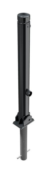 Schake Absperr-Stilpfosten Serie 482B Ø 82 mm, umlegbar, selbsteinrastende Verriegelung zum Einbetonieren, Dreikantverschluss, 482FUHB