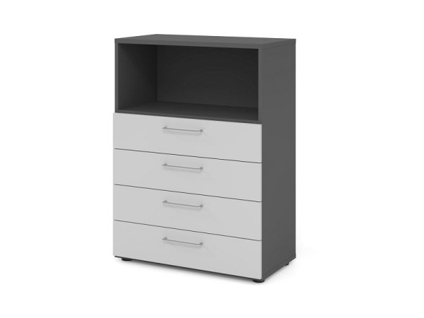 Hammerbacher Regal 3OH, 4 Schübe 938S4 BS, Korpus: Graphit / Front: Grau, V938S4/G/5/BS