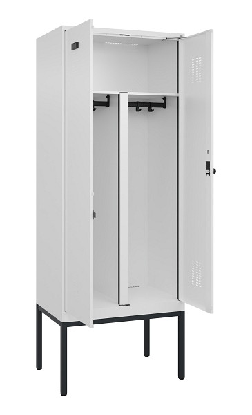 C+P PSA Doppel-Spind Evolo PLUS, Gestell, 2 Abteile, 2120x800x500mm, 9016/9016, Drehriegel, 0490327-22P S10020