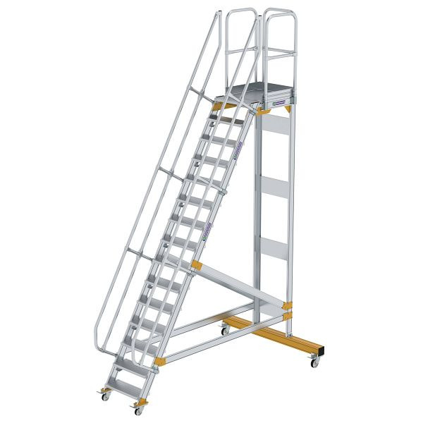 Munk Günzburger Steigtechnik Plattformtreppe 60° fahrbar Stufenbreite 600 mm 15 Stufen, 600715