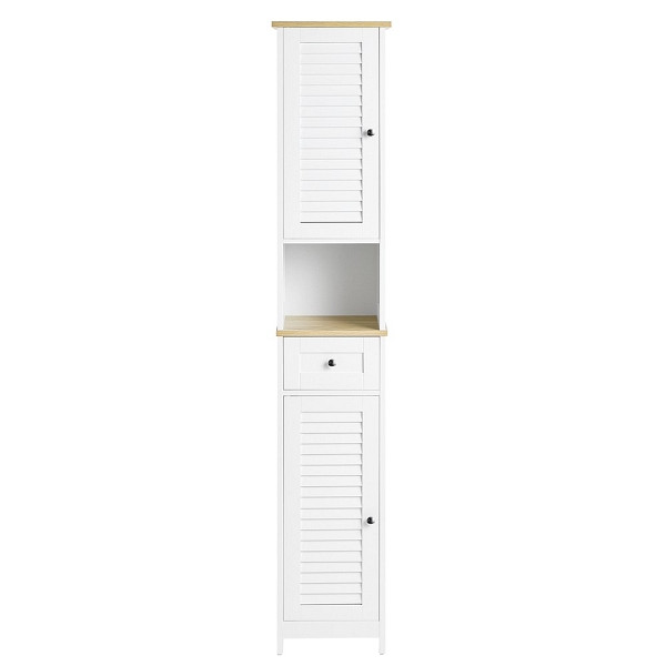 SoBuy Badezimmerhochschrank mit einer Schublade Holzfarbe 29x26x170 cm, Funktional, FRG236-WN